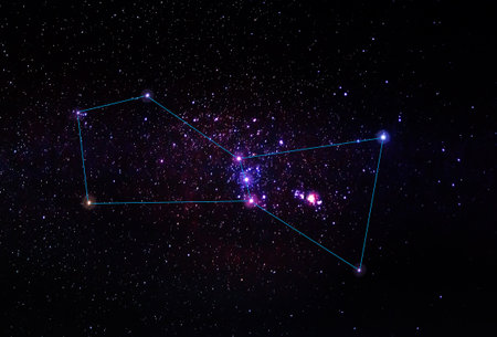 The Orion constellation with Nebula M42 and Barnards loop