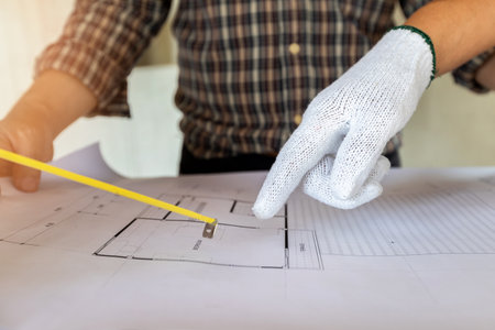 Architect discuss with engineer about project in office, architectural conceptの写真素材