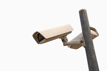 CCTV camera in security system isolated on white background