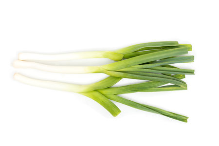 Green onion, spring onion, scallion isolated on white background.の写真素材