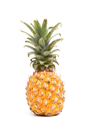 Ripe yellow pineapple isolated on white background.の写真素材