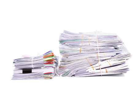 Stack of Documents isolated on white background.の写真素材