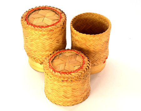 Rice wicker on white backgroundの写真素材