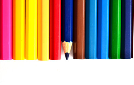 One defferent of color pencils isolated on white backgroundの写真素材