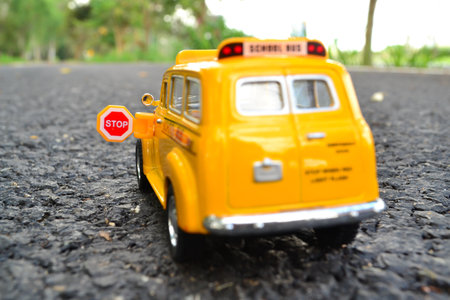 Stop signs at side school bus car