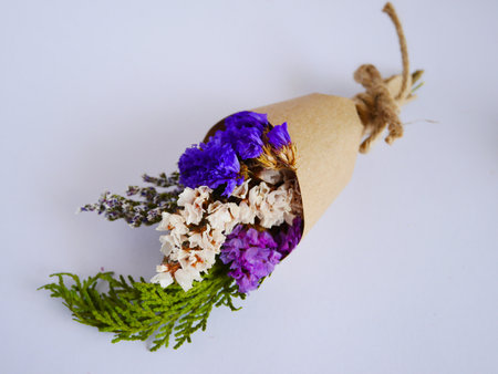 Beautiful dry flower on white backgroundの写真素材