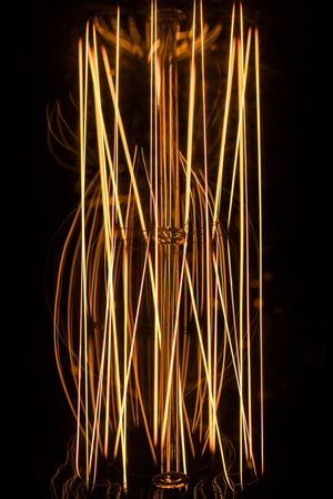 glow wire of a lightbulb, verticalの写真素材