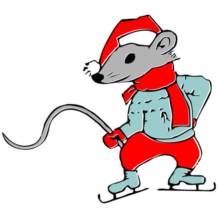 winter animal illustration, character mouseのイラスト素材
