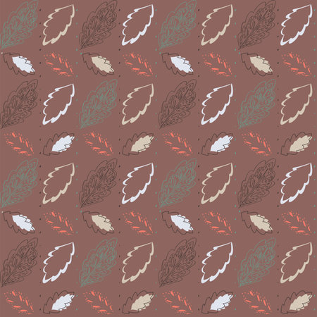 Abstract beige seamless pattern with leaves.のイラスト素材
