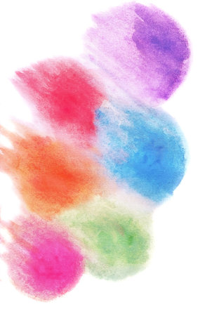 Multi-coloured water colour dabs of a brush on a paper, it can be used as a backgroundの写真素材