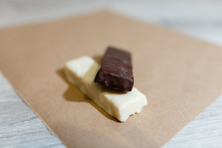 Closeup protein bars on the baking paperの写真素材