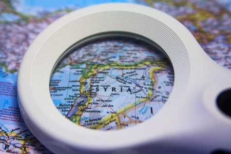 Syria on the mapの写真素材