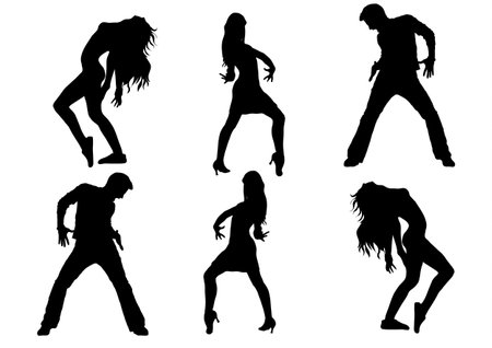 Dancing Silhouette Dance, graphics, on a white backgroundのイラスト素材