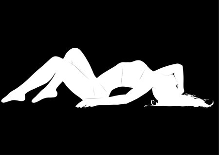 Silhouette of a woman in black and whiteのイラスト素材