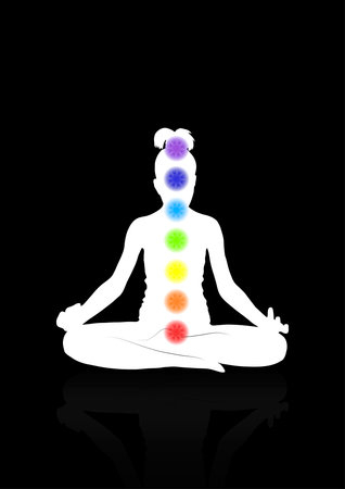 lotus posture, padmasana, contour, chakraのイラスト素材