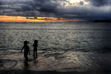 Sunset on the ocean, cloud sun, sea breeze, Silhouettes at sunset.の写真素材