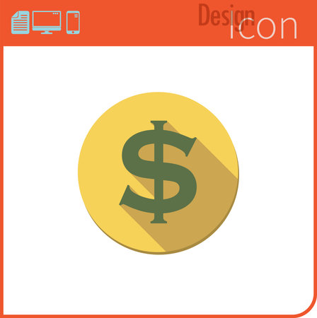 Vector icon on white background. Designer trend. Dollar currency Icon, money. Currency exchange. For use on the Web site or application.のイラスト素材