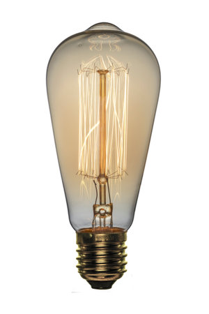 Retro light bulb, Edison style. Isolated object on a white background.の写真素材