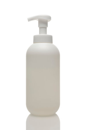 Liquid soap with dispenser isolated on a white background. Cosmetic product bottle.の写真素材