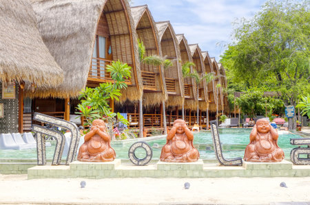 Gili Air Island in the Indian Ocean. 01/03/2017 The hotel and the surrounding area. Eco-friendly island.のeditorial素材