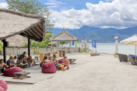 Gili Air Island in the Indian Ocean. 01/03/2017 The hotel and the surrounding area. Eco-friendly island.のeditorial素材