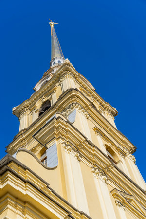 Peter and Paul Fortress, the main building of the bell tower. A popular tourist destination in Saint Petersburg, Russia. Founded by the Russian Emperor Peter the Great.のeditorial素材