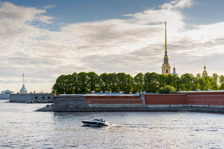 Peter and Paul Fortress, view from the embankment of the Neva River. Russia Saint Petersburg. 05/29/2021 pm 14.22のeditorial素材
