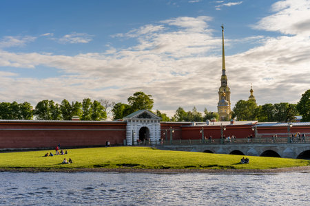 Peter and Paul Fortress, view from the embankment of the Neva River. Russia Saint Petersburg. 05/29/2021 pm 14.22のeditorial素材