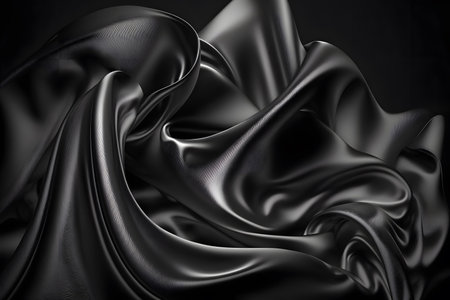 Black silk drapery. 3d rendering, 3d illustration.の素材