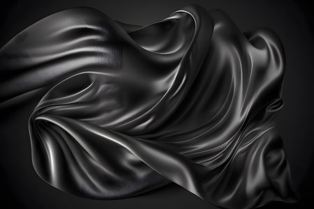 Abstract background of black wavy silk or satin. 3d rendering image.の素材