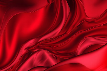 abstract red wavy silk background. 3d render illustration.の素材