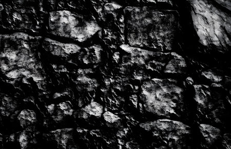 Black and white texture of stone wall. Abstract background and texture for design.の素材