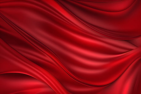 Red satin background with draperies. 3d render illustrationの素材