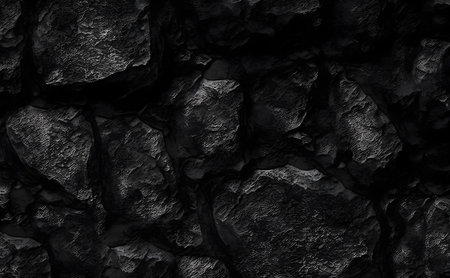 Black stone wall texture. Abstract background for design with copy space for text or image.の素材