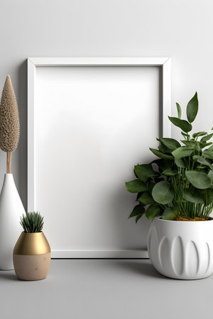 Mock up poster frame in modern interior background, 3D renderの素材
