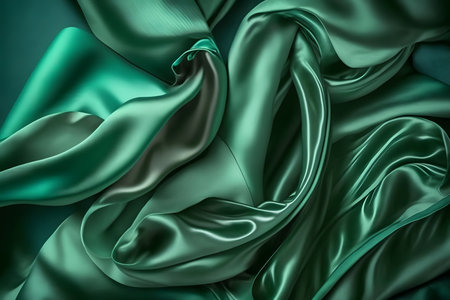 Luxury green satin fabric background. 3d render illustrationの素材