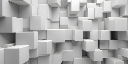 Abstract White Cubes Background, 3d Rendering, Computer Artworkの素材