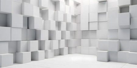 Abstract White Cubes Background. 3d Render Illustration Design.の素材