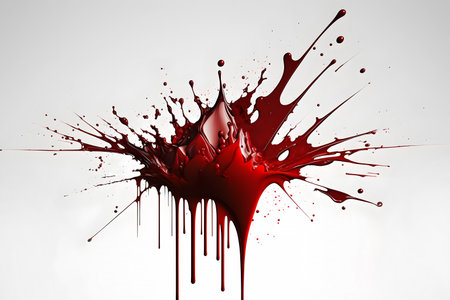 Red paint splashes isolated on white background. 3d rendering.の素材