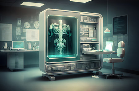 digital illustration of x-ray in a hospital room. 3d renderingの素材