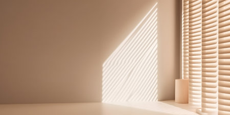 sunlight through the blinds on the wall, 3d renderの素材