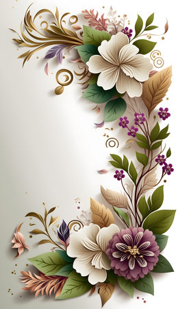 Vintage floral background with leaves and flowers. Vector illustration.の素材