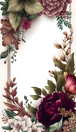 Vintage floral background with flowers and leaves. Hand drawn vector illustration.の素材