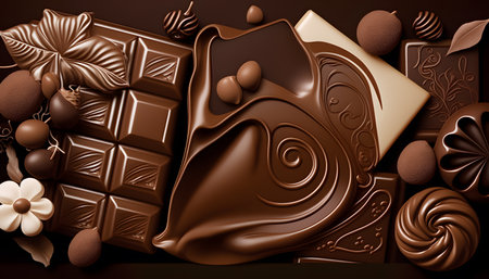 Chocolate candies background. Chocolate bar, chocolate candies, chocolate sweets, chocolate candiesの素材