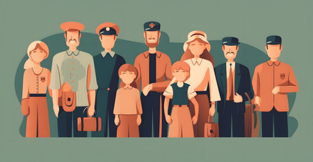 People of different professions and professions. Vector illustration in flat style.の素材