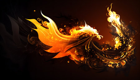 abstract fire flames on a black background with space for your textの素材