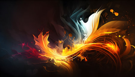 abstract fire flames on dark background, vector illustration eps10の素材