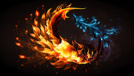 Fire flames on a black background. Vector illustration for your design.の素材