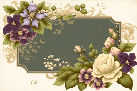 Vintage floral background with roses and peonies. Vector illustration.の素材