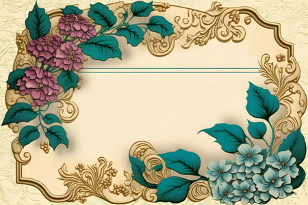 Vintage frame with flowers and leaves. Hand-drawn illustration.の素材